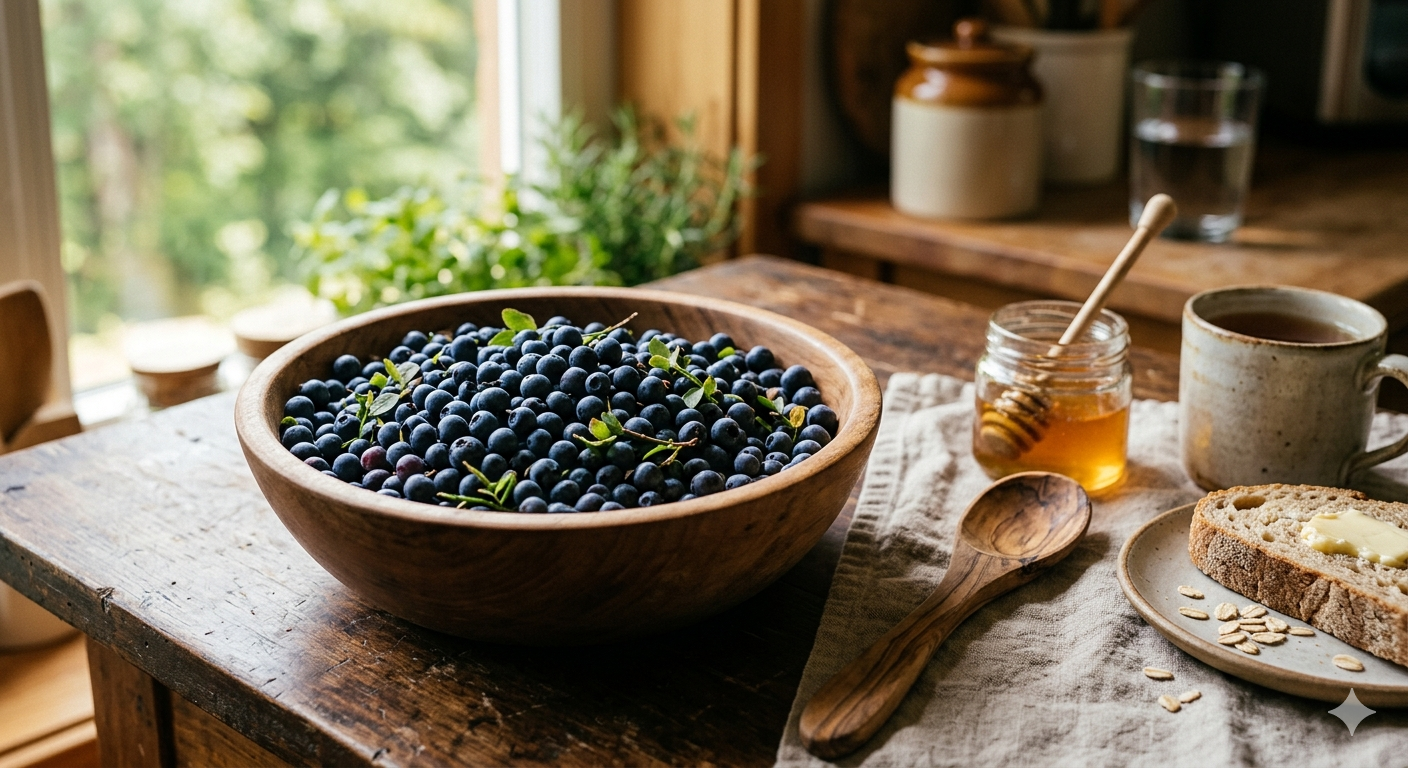 Φρέσκα άγρια μύρτιλα σε μπολ – Οφέλη για την καρδιαγγειακή υγεία μετά τα 40